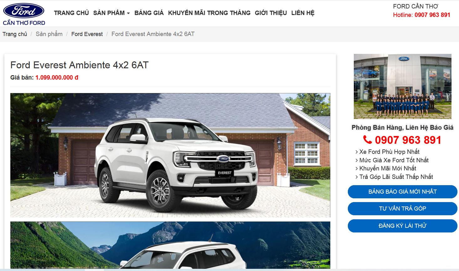 Mẫu web Ford